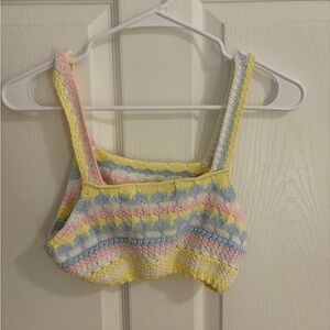 Cider Pastel Striped Crochet Top
